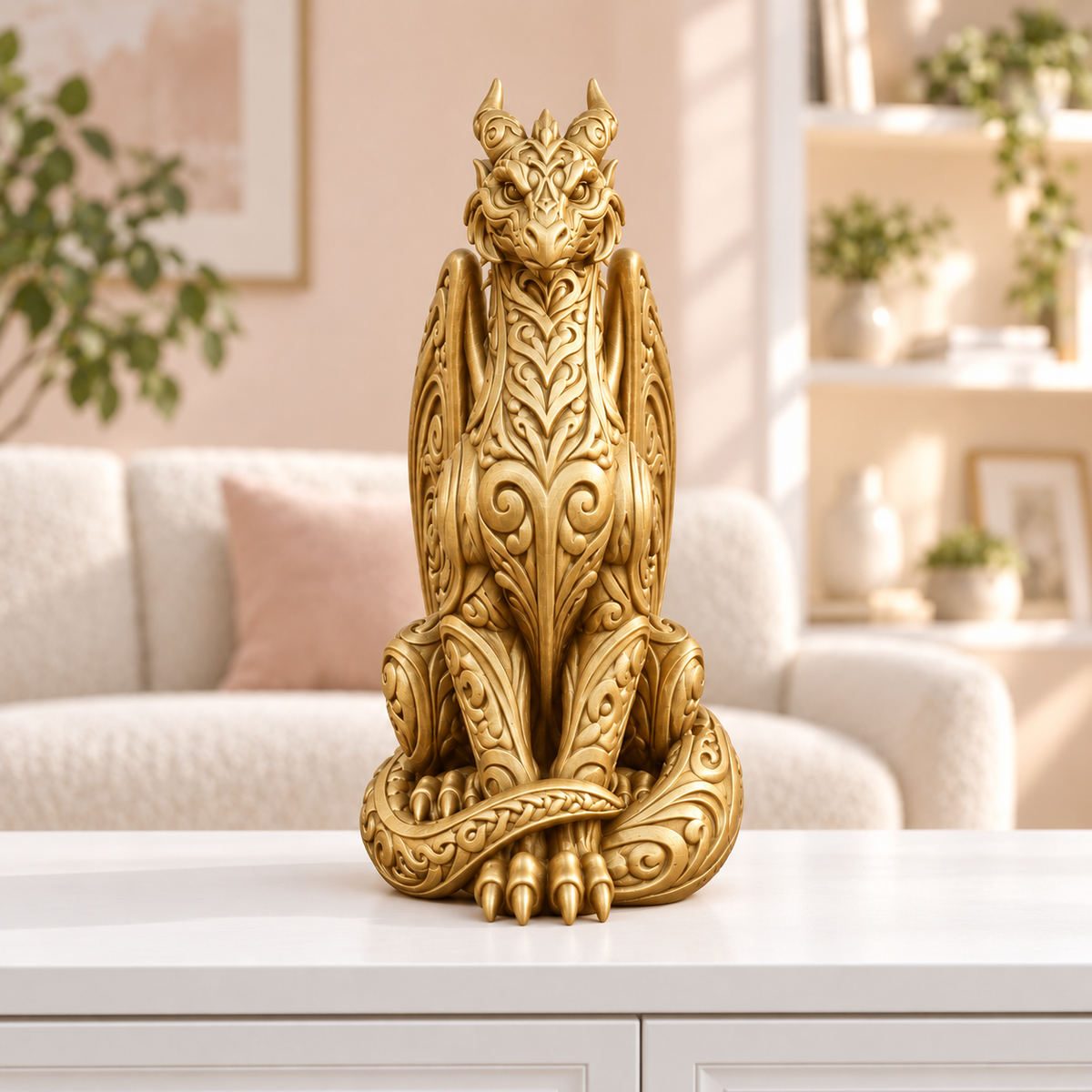 Sitzender Drache Ornament - Gold gedruckt Wohnzimmer