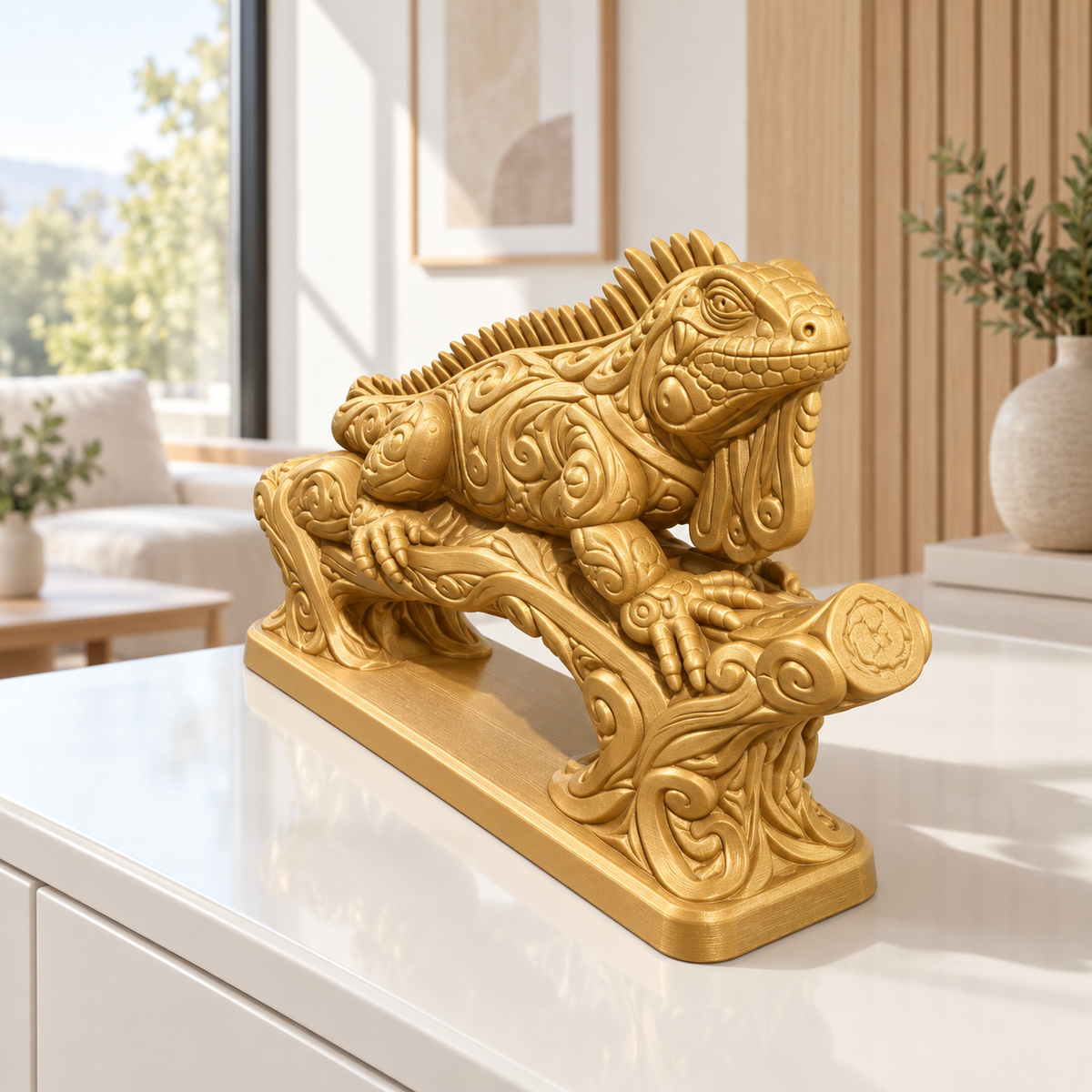 Leguan Ornament - Gold gedruckt Wohnzimmer