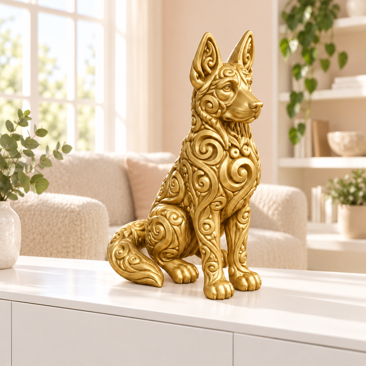 Hund Ornament - Gold gedruckt Wohnzimmer