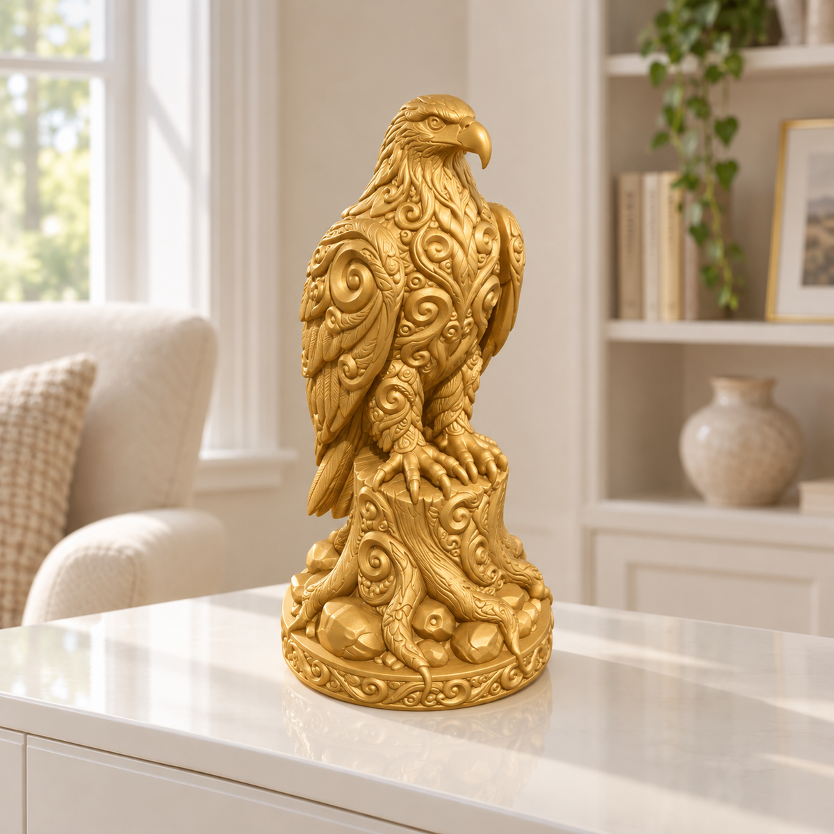 Seeadler auf Stamm Ornament - Gold gedruckt Wohnzimmer