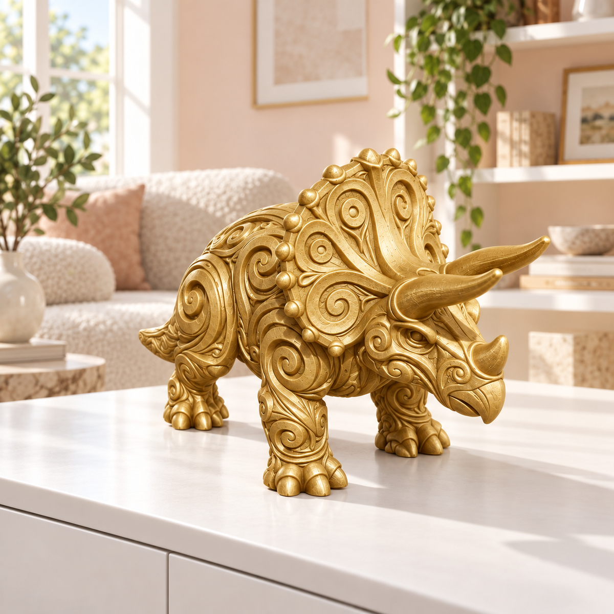 Triceratops Ornament - Gold gedruckt Wohnzimmer