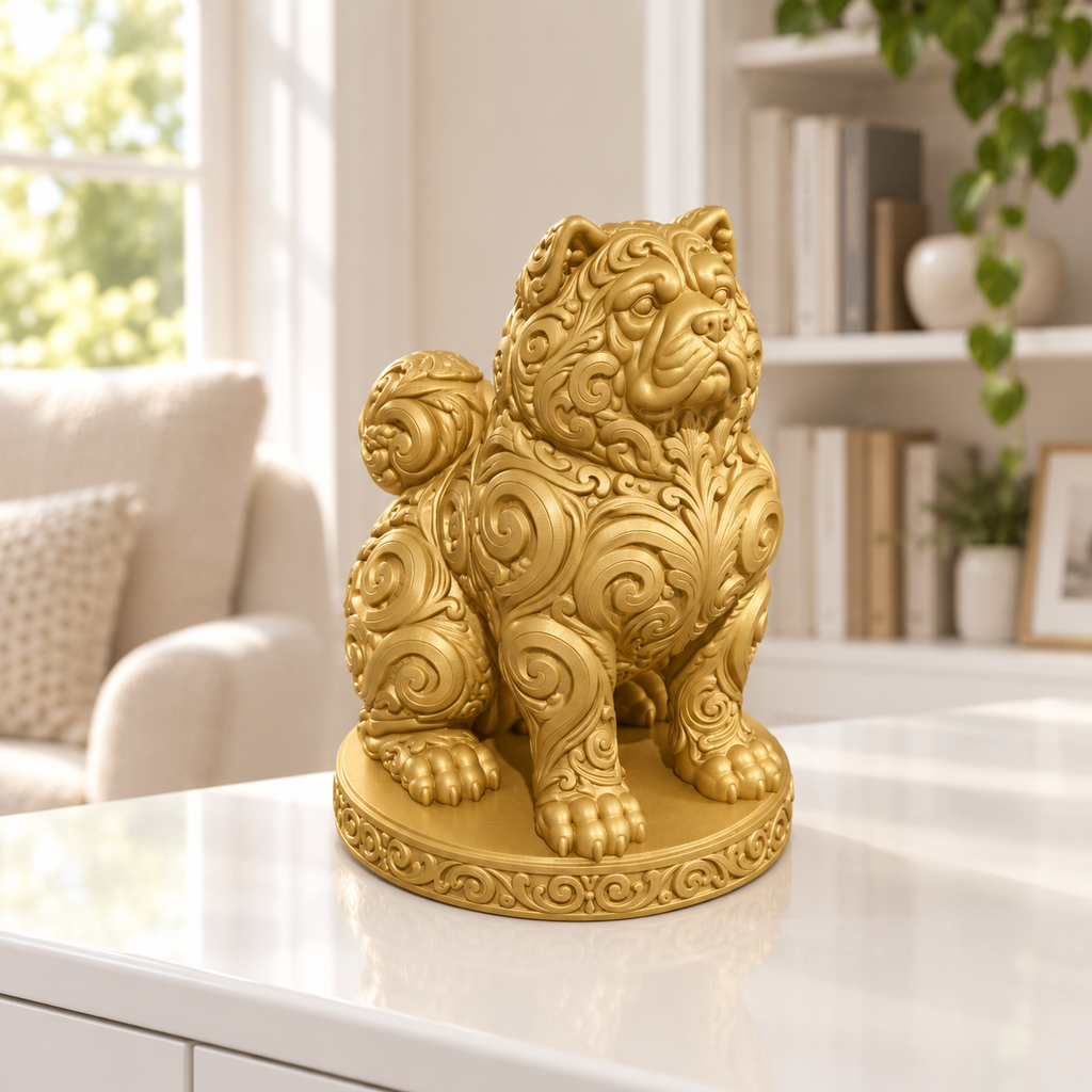 Akita Inu sitzend Ornament - Gold gedruckt Wohnzimmer