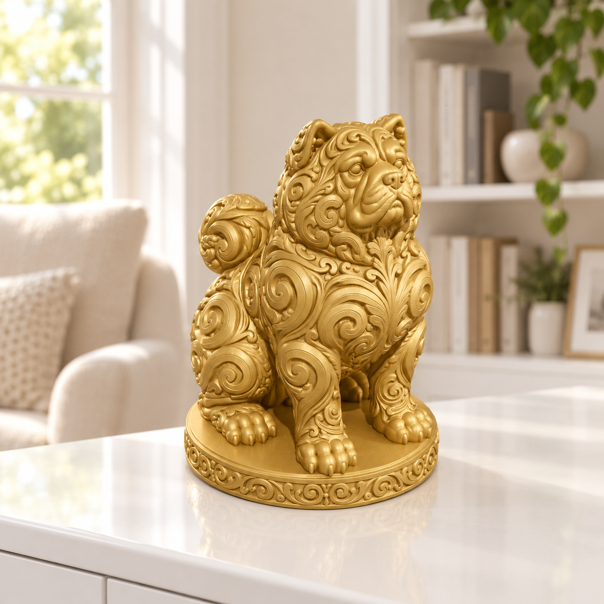 Akita Inu sitzend Ornament - Gold gedruckt Wohnzimmer