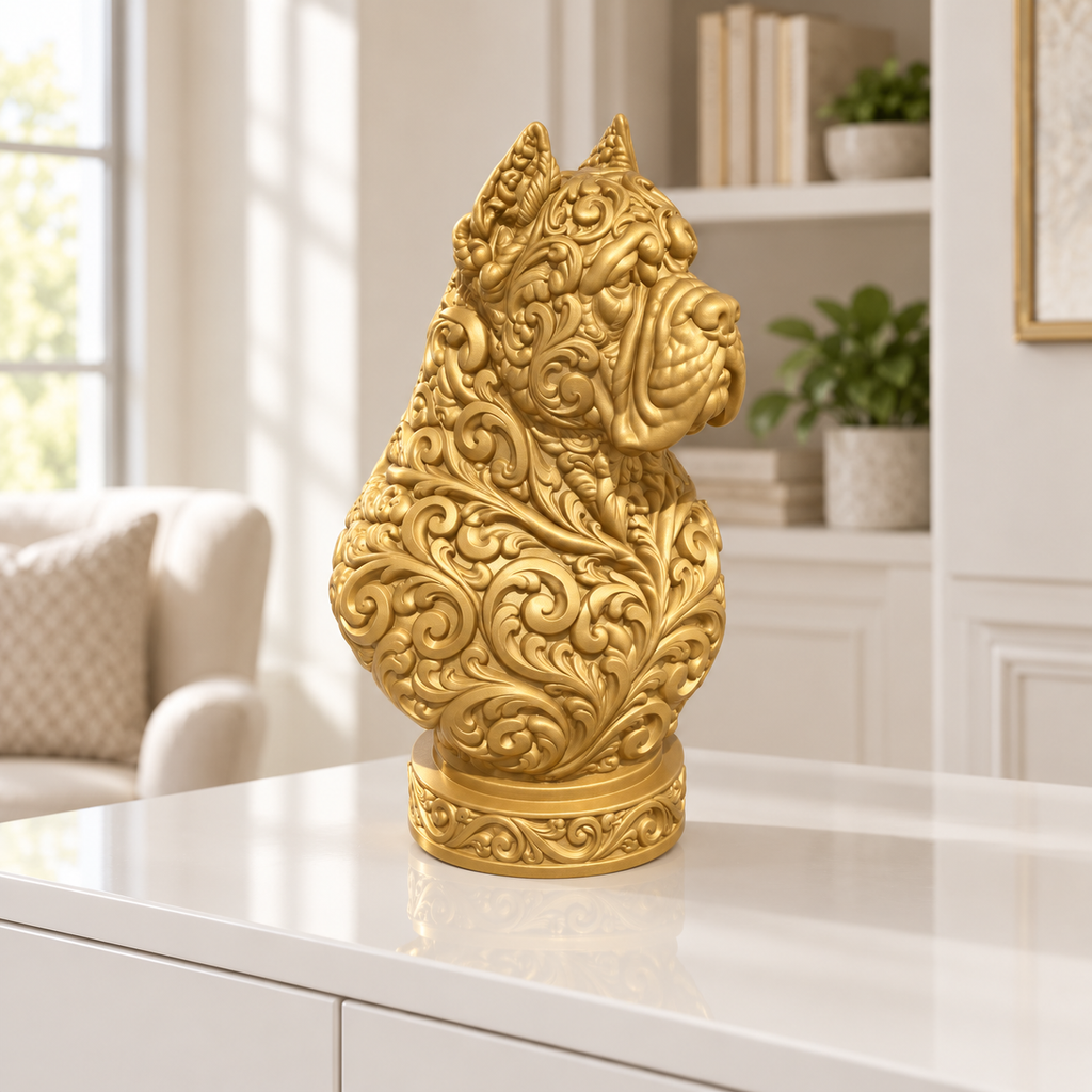 Cane-Corso-Büste Ornament - Gold gedruckt Wohnzimmer