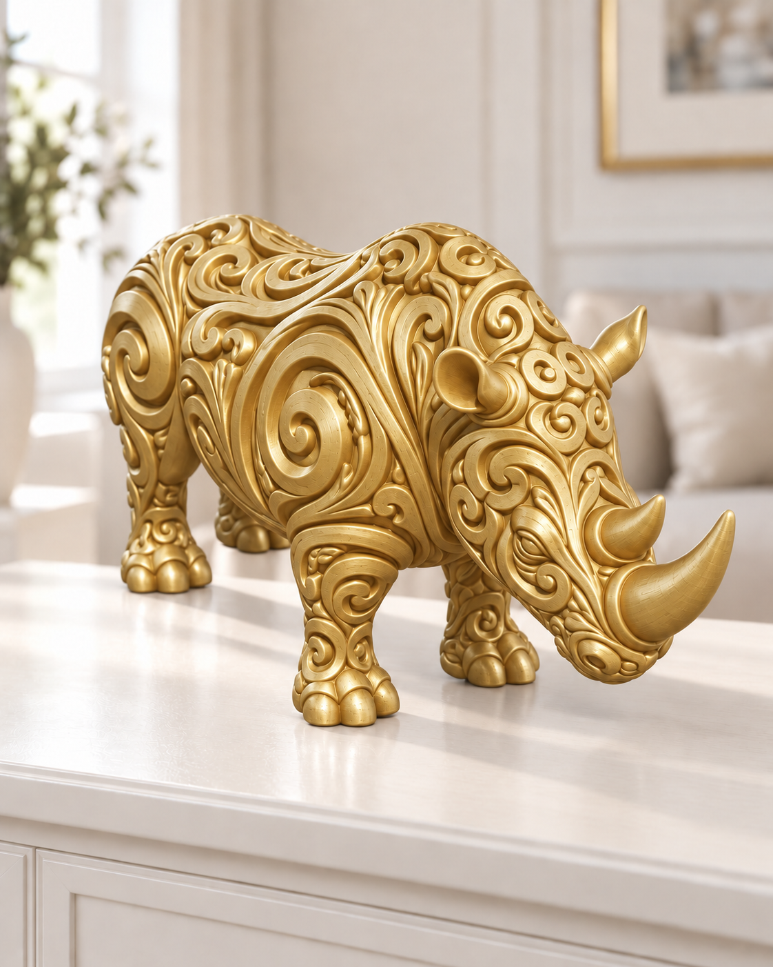 Nashorn Ornament - Gold gedruckt Wohnzimmer