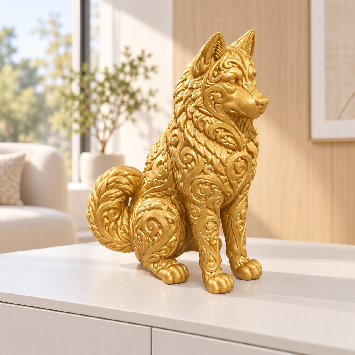 Husky Ornament - Gold gedruckt Wohnzimmer