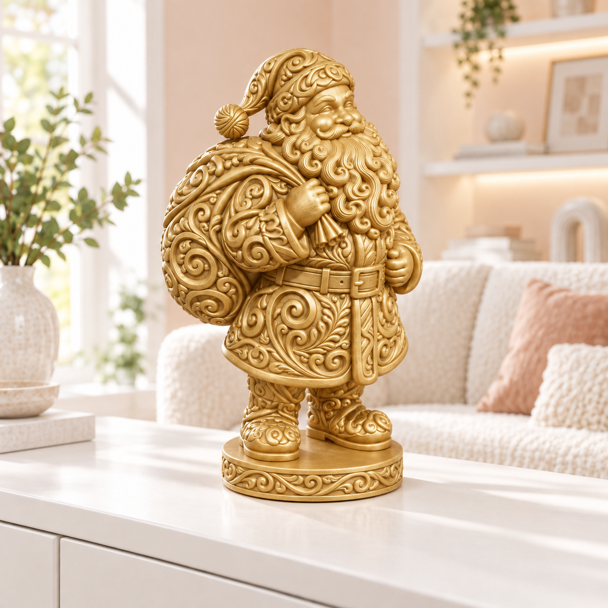Weihnachtsmann mit Sack Ornament - Gold gedruckt Wohnzimmer