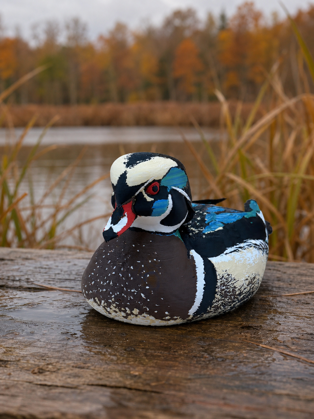 Royal Wood Duck – Freistehende Brautente-Skulptur FehnFactory