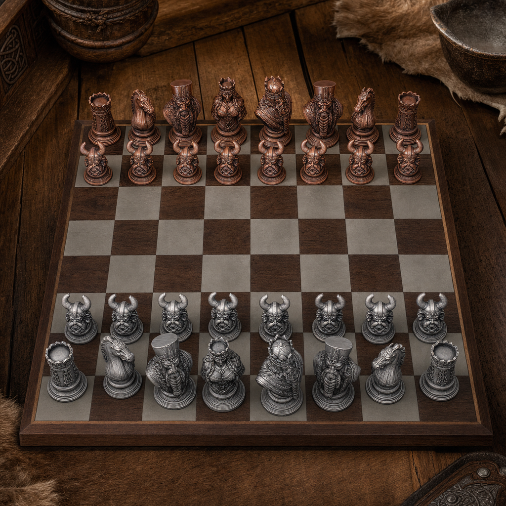 Wikinger-Schach – 32 handbemalte PLA-Figuren FehnFactory