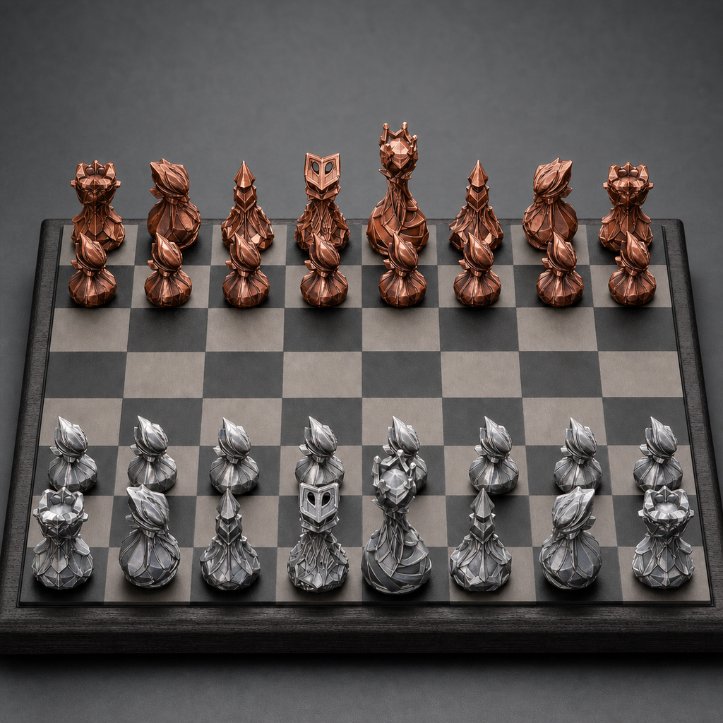 Modernes abstraktes Schach – 32 handbemalte PLA-Figuren FehnFactory