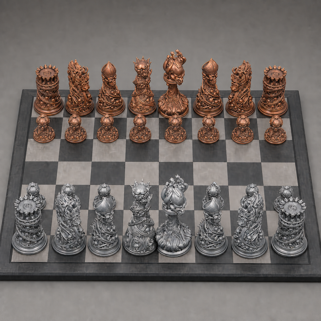 Gothic-Schach – 32 handbemalte PLA-Figuren FehnFactory