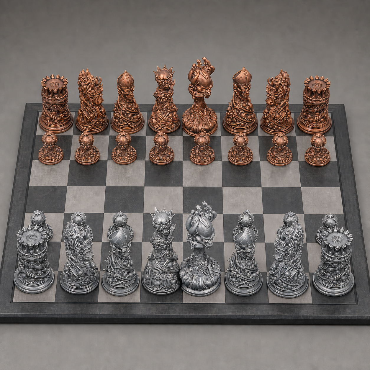 Gothic-Schach – 32 handbemalte PLA-Figuren FehnFactory