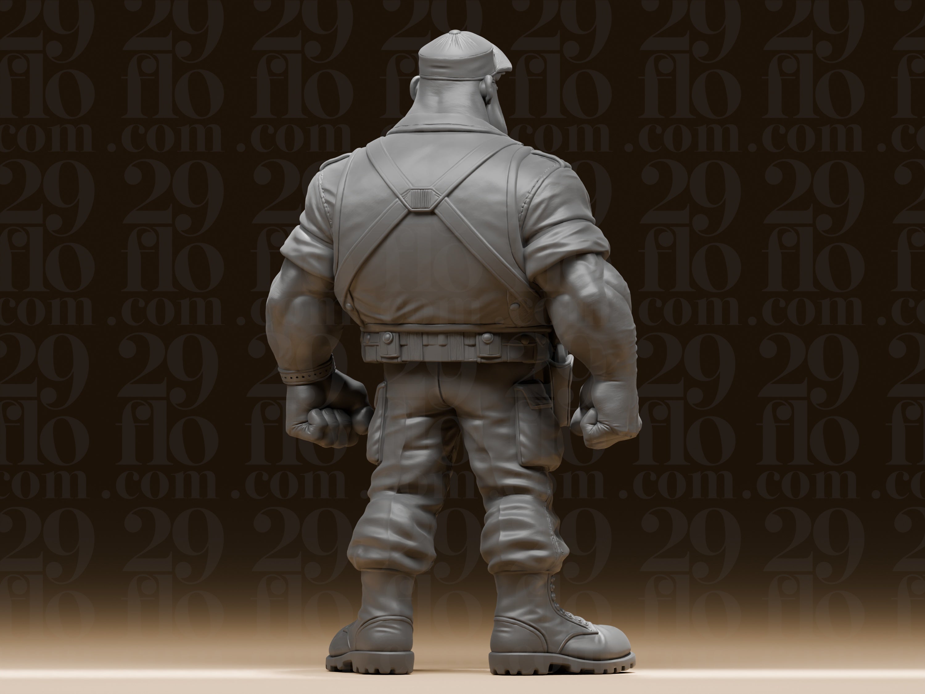 Muskel-Soldat mit Zigarre – stilisierte Söldner-Skulptur FehnFactory
