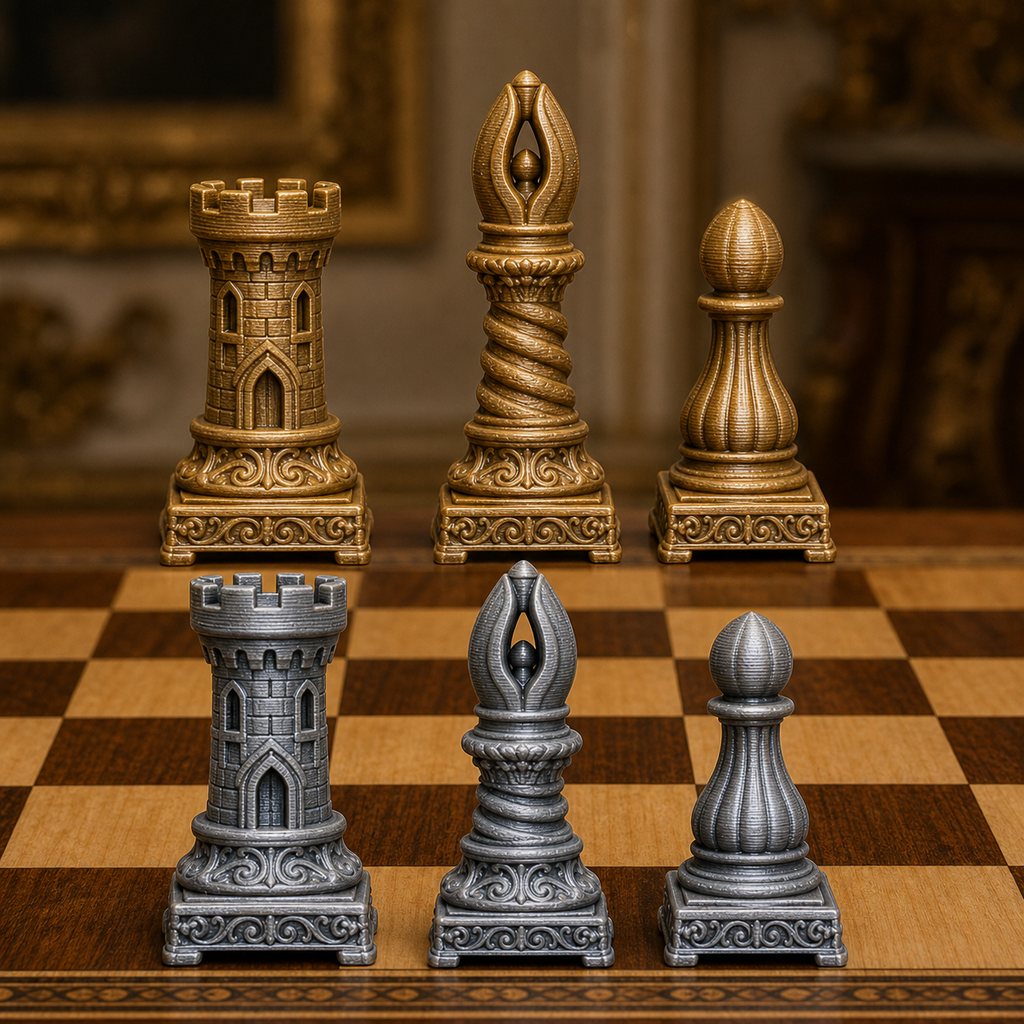 Barock-Schach – 32 handbemalte PLA-Figuren FehnFactory