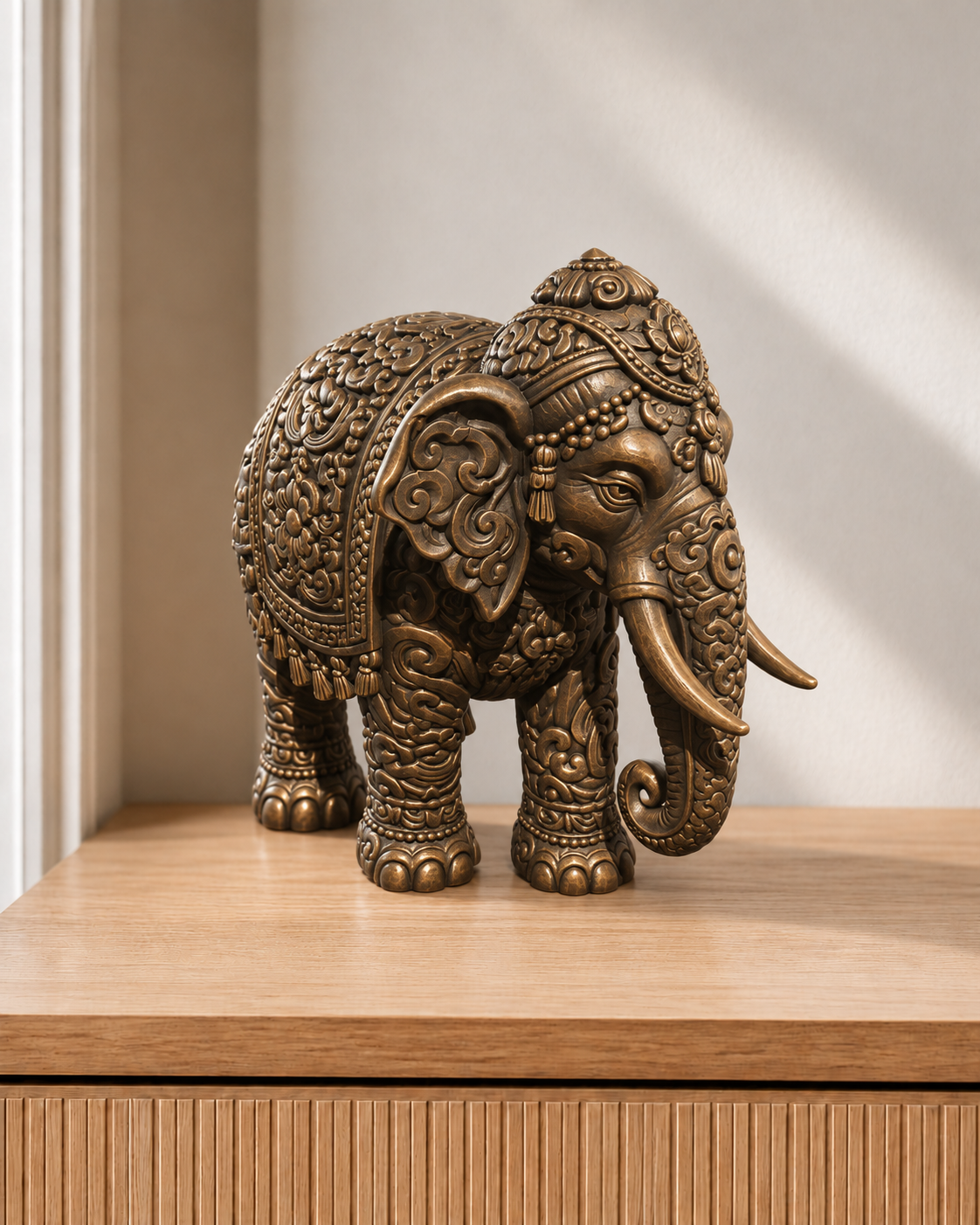 Thai-Elefant – 08 handbemalt bronze