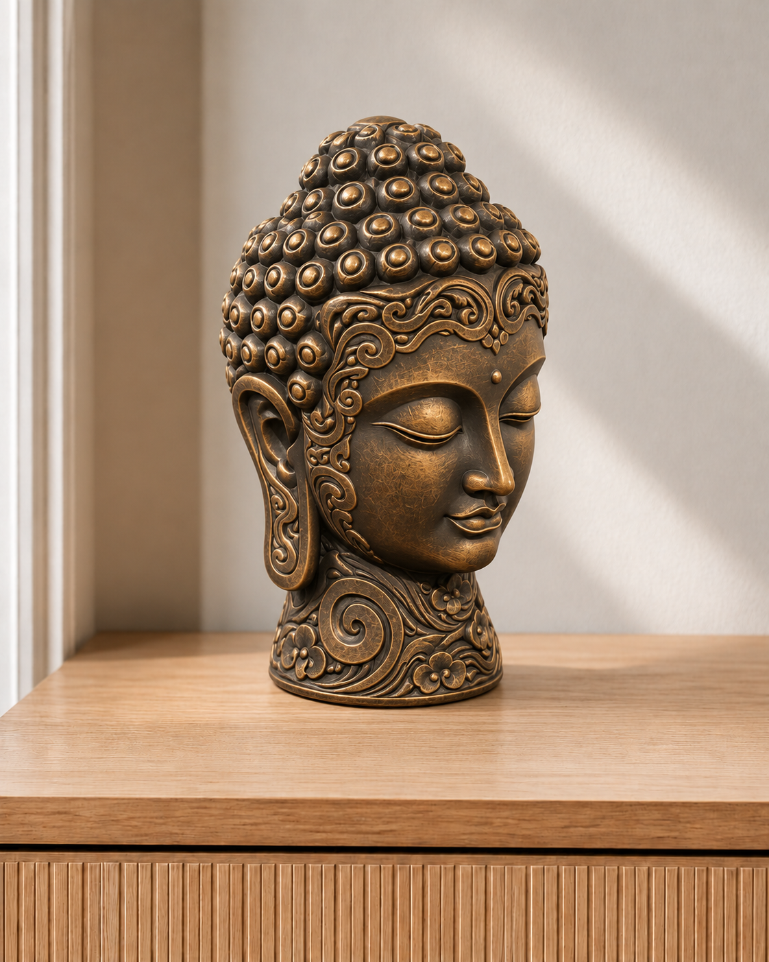 Buddha-Kopf – 08 handbemalt bronze