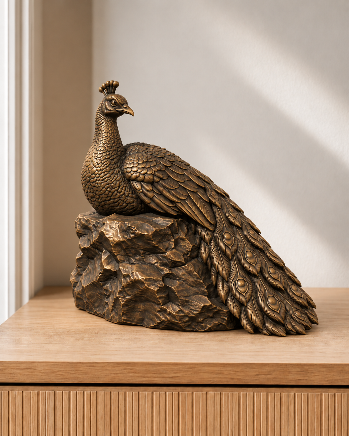 Pfau – 08 handbemalt bronze
