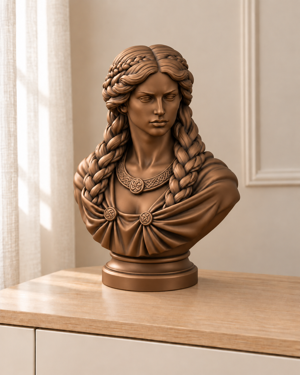 Freya – nordische Büste – 08 handbemalt bronze