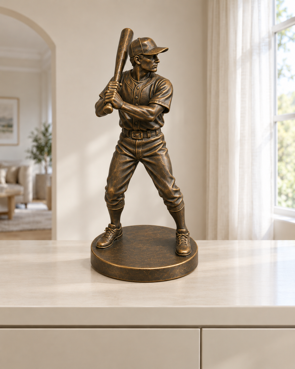 Baseball-Schlagmann - 08-handbemalt-bronze
