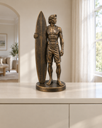 Surfer mit Brett – 08 handbemalt bronze