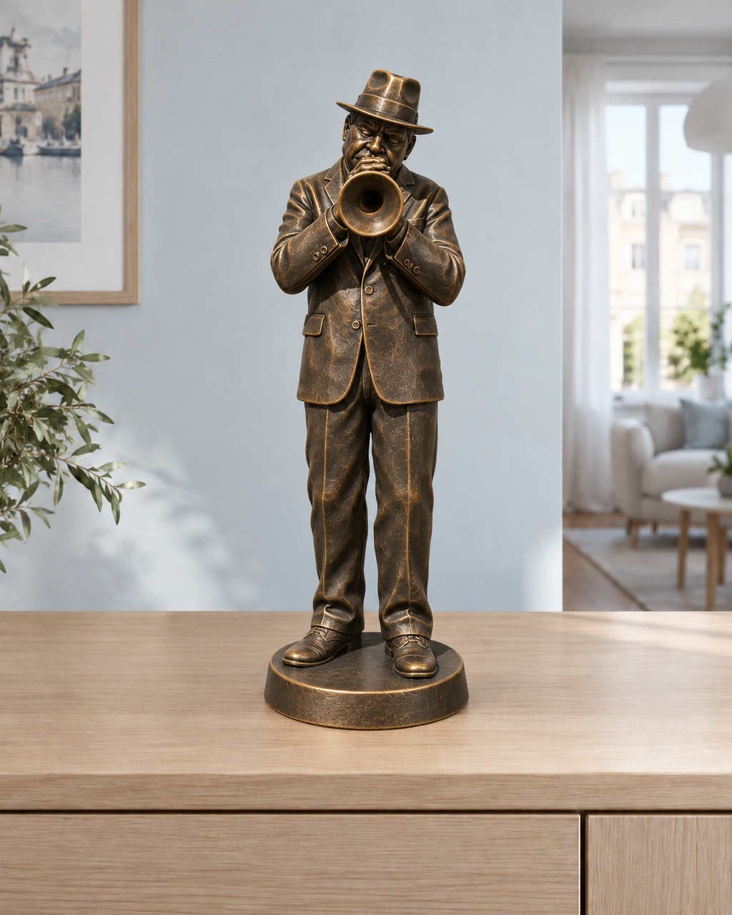 Jazz-Trompeter New Orleans – 08 handbemalt bronze