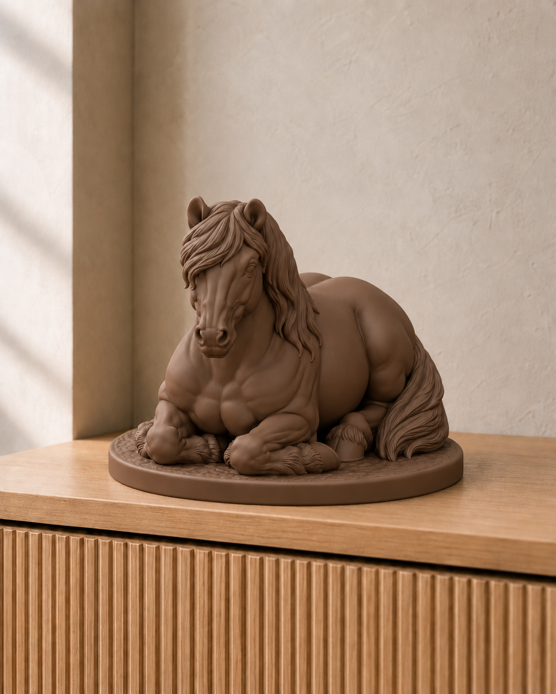 Haflinger liegend – Pferdefigur – 08 handbemalt bronze