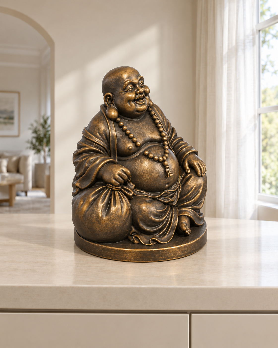 Lachender Buddha – 08 handbemalt bronze