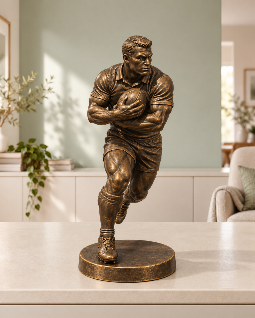 Rugbyspieler – 08 handbemalt bronze