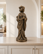 Geisha mit Fächer - 08-handbemalt-bronze