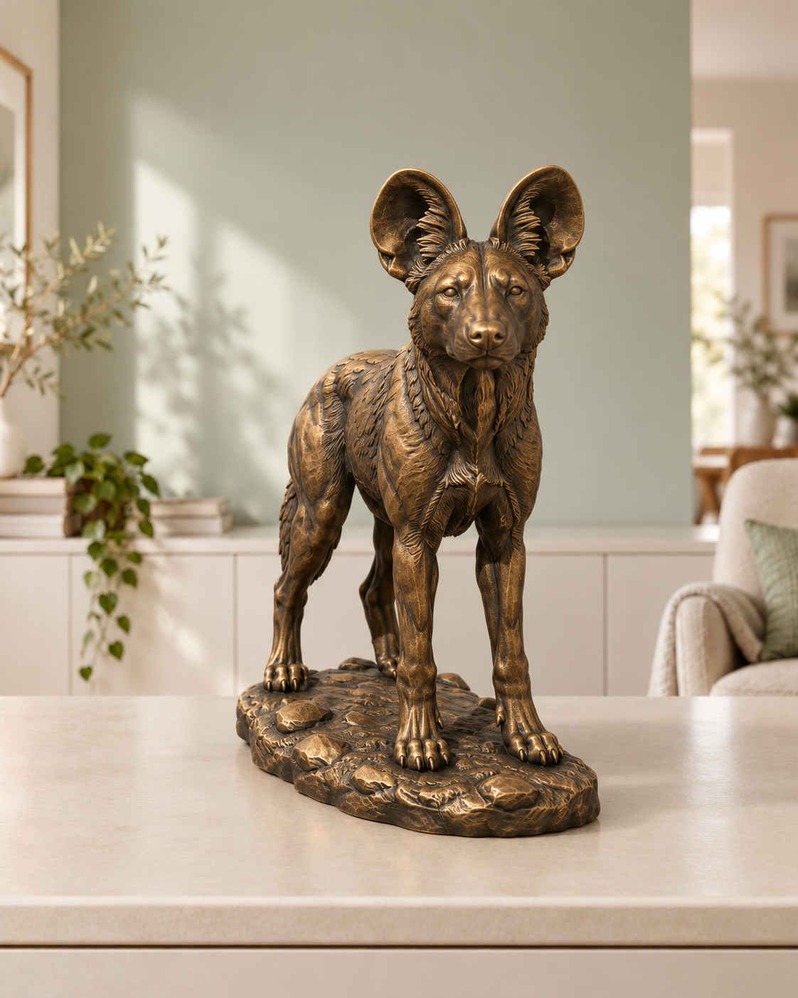Afrikanischer Wildhund – 08 handbemalt bronze