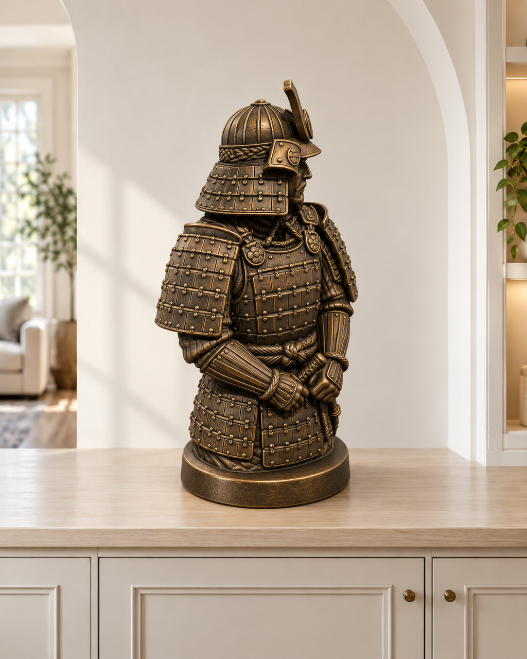 Samurai-Büste - 08-handbemalt-bronze