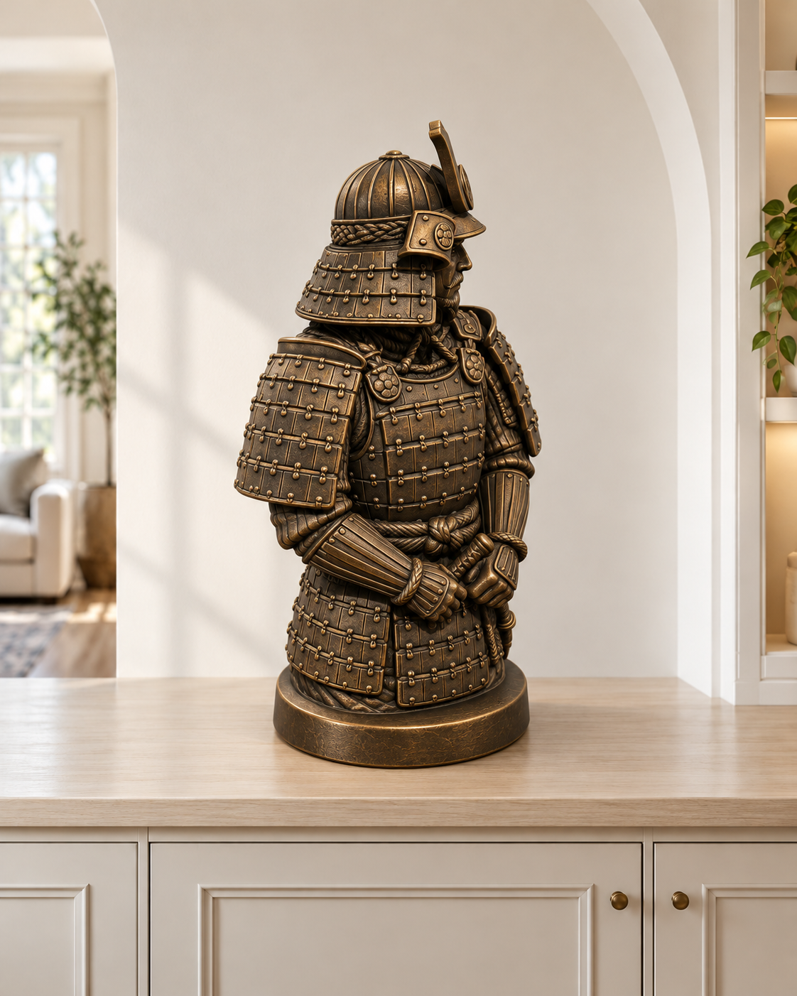 Samurai-Büste - 08-handbemalt-bronze