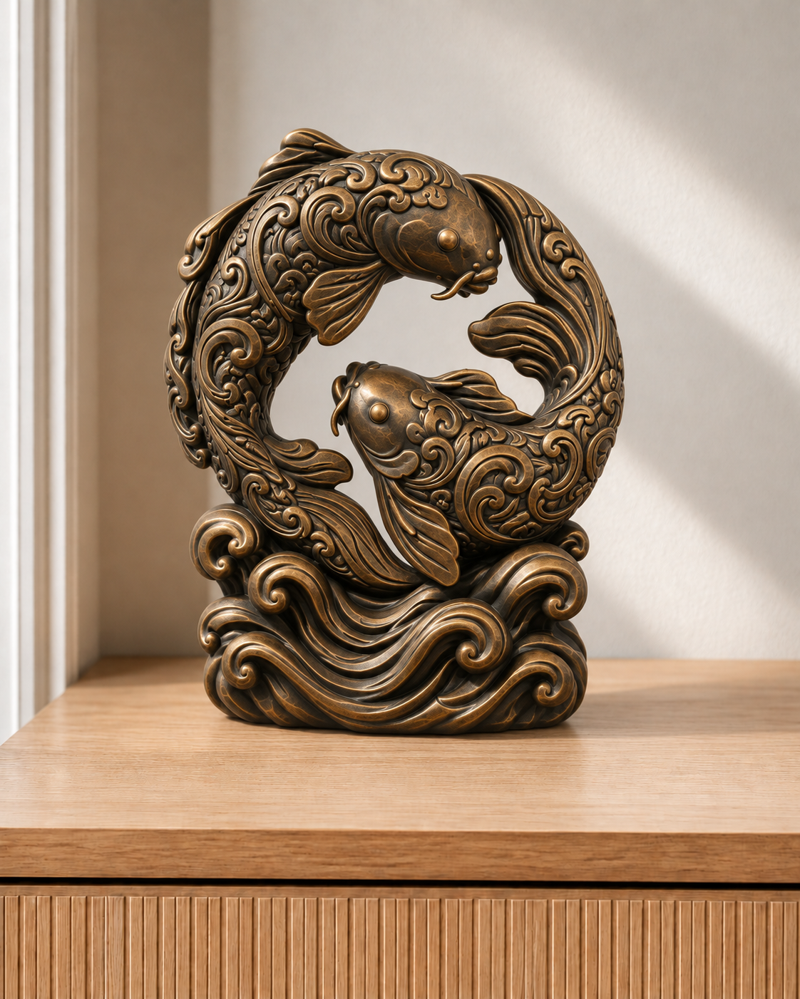 Koi-Paar – 08 handbemalt bronze