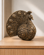 Pfau mit Rad – 08 handbemalt bronze