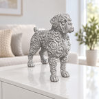 Boxer stehend Ornament - Silber gedruckt Wohnzimmer