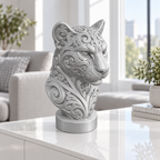 Puma Büste Ornament - Silber gedruckt Wohnzimmer