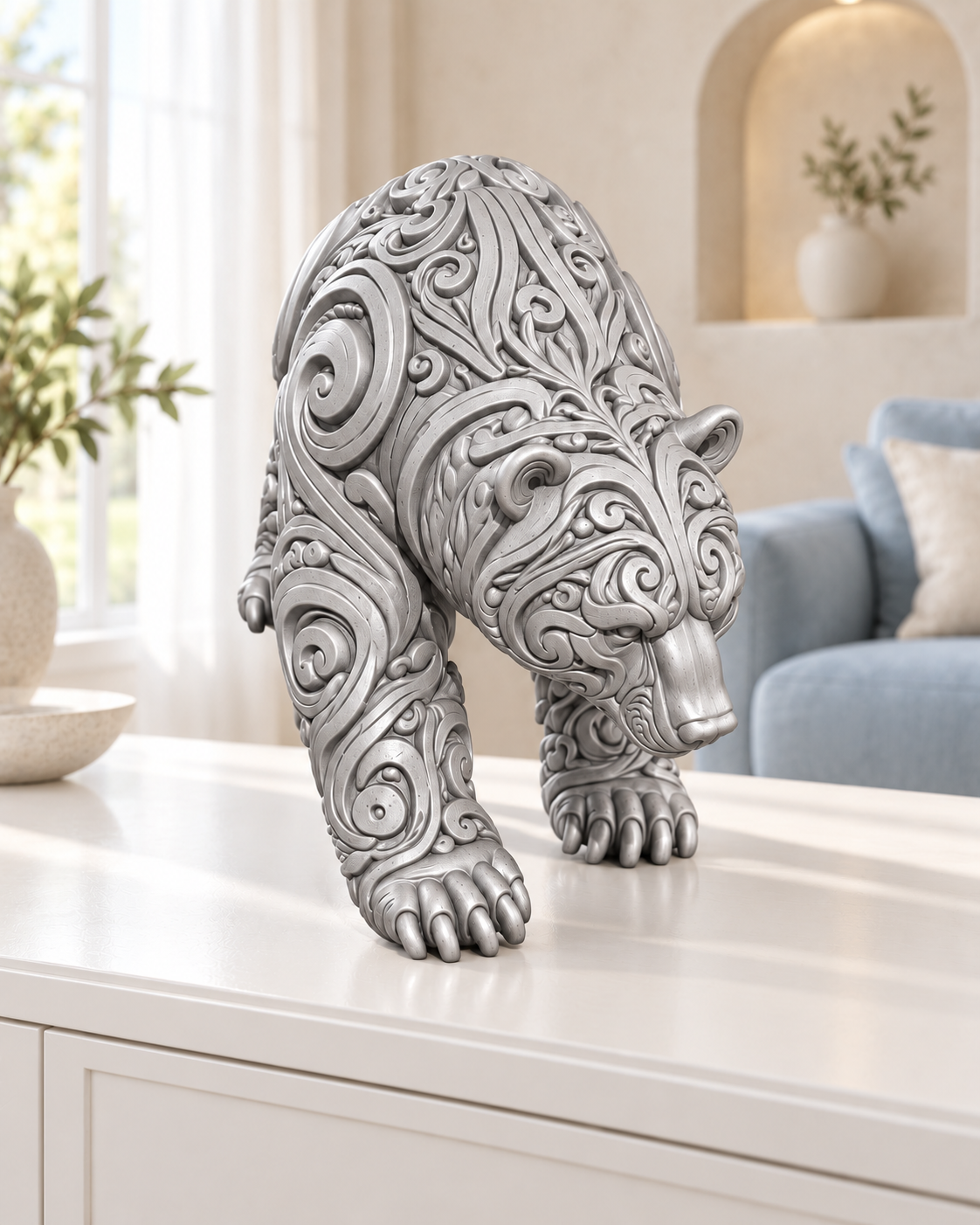 Bär Ornament - Silber gedruckt Wohnzimmer