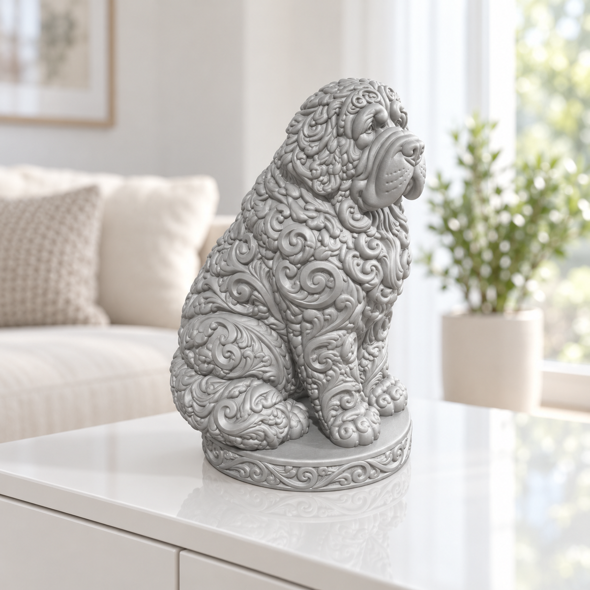 Bernhardiner Ornament - Silber gedruckt Wohnzimmer