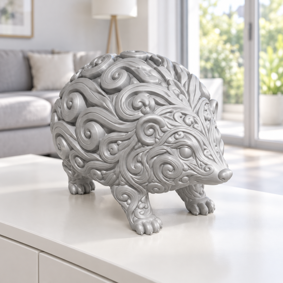 Igel Ornament - Silber gedruckt Wohnzimmer