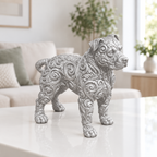 Pitbull stehend Ornament - Silber gedruckt Wohnzimmer