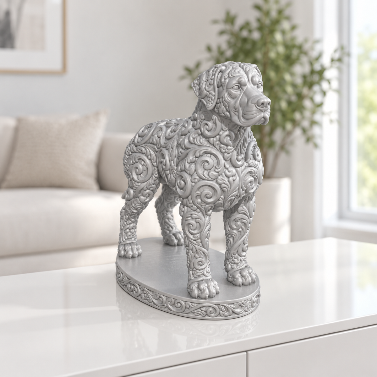 Dogo Argentino Ornament - Silber gedruckt Wohnzimmer