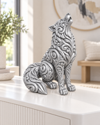 Wolf Ornament - Silber gedruckt Wohnzimmer