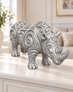 Nashorn Ornament - Silber gedruckt Wohnzimmer
