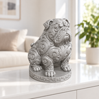 Englische Bulldogge sitzend Ornament - Silber gedruckt Wohnzimmer