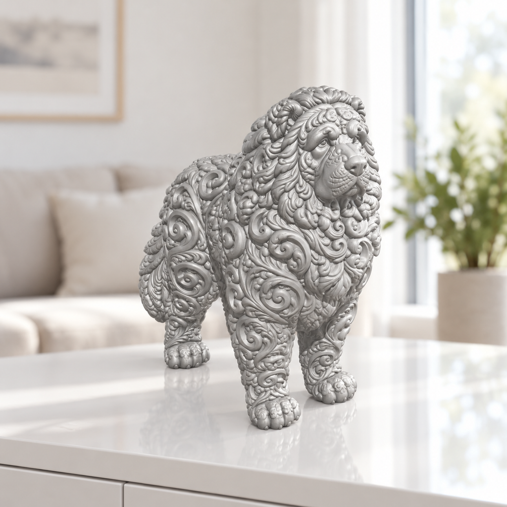 Kaukasischer Owtscharka Ornament - Silber gedruckt Wohnzimmer