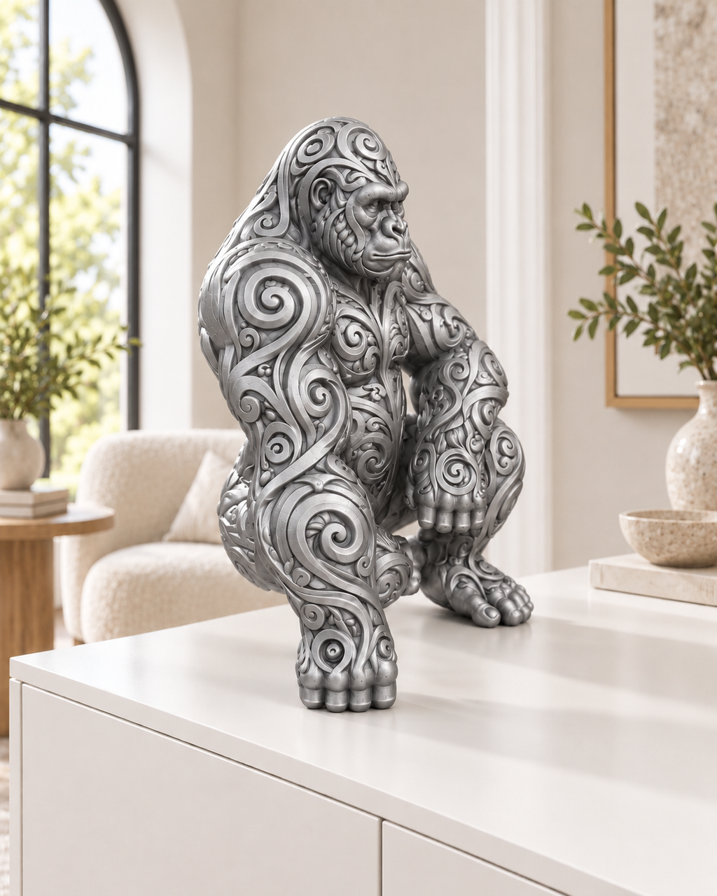 Gorilla Ornament - Silber gedruckt Wohnzimmer