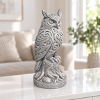 Waldkauz auf Baumstumpf Ornament - Silber gedruckt Wohnzimmer