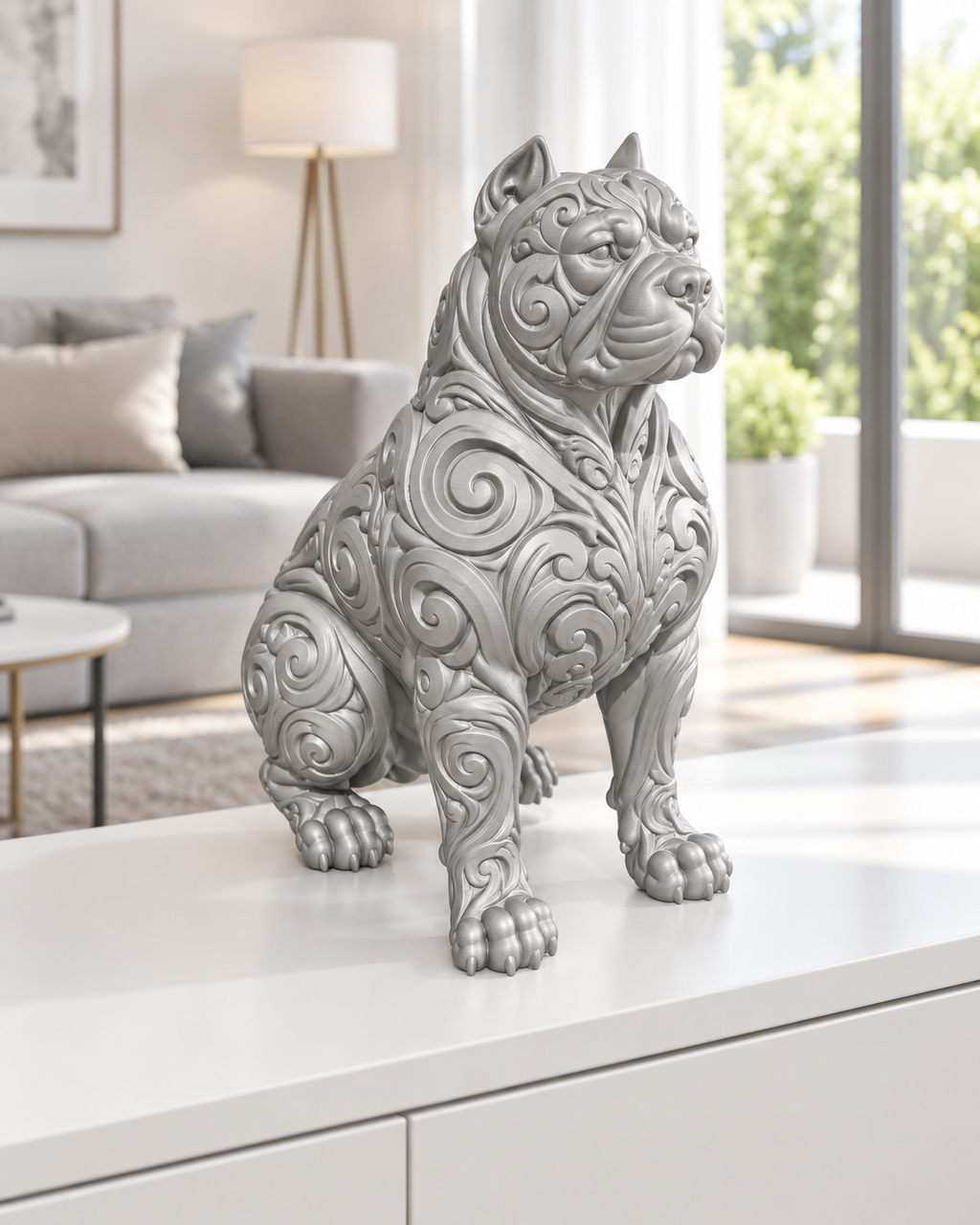 Pitbull Ornament - Silber gedruckt Wohnzimmer