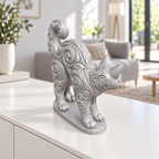 Katze mit Buckel Ornament - Silber gedruckt Wohnzimmer