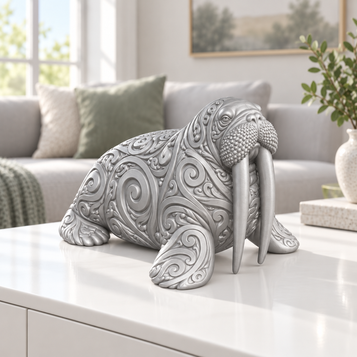 Walross Ornament - Silber gedruckt Wohnzimmer